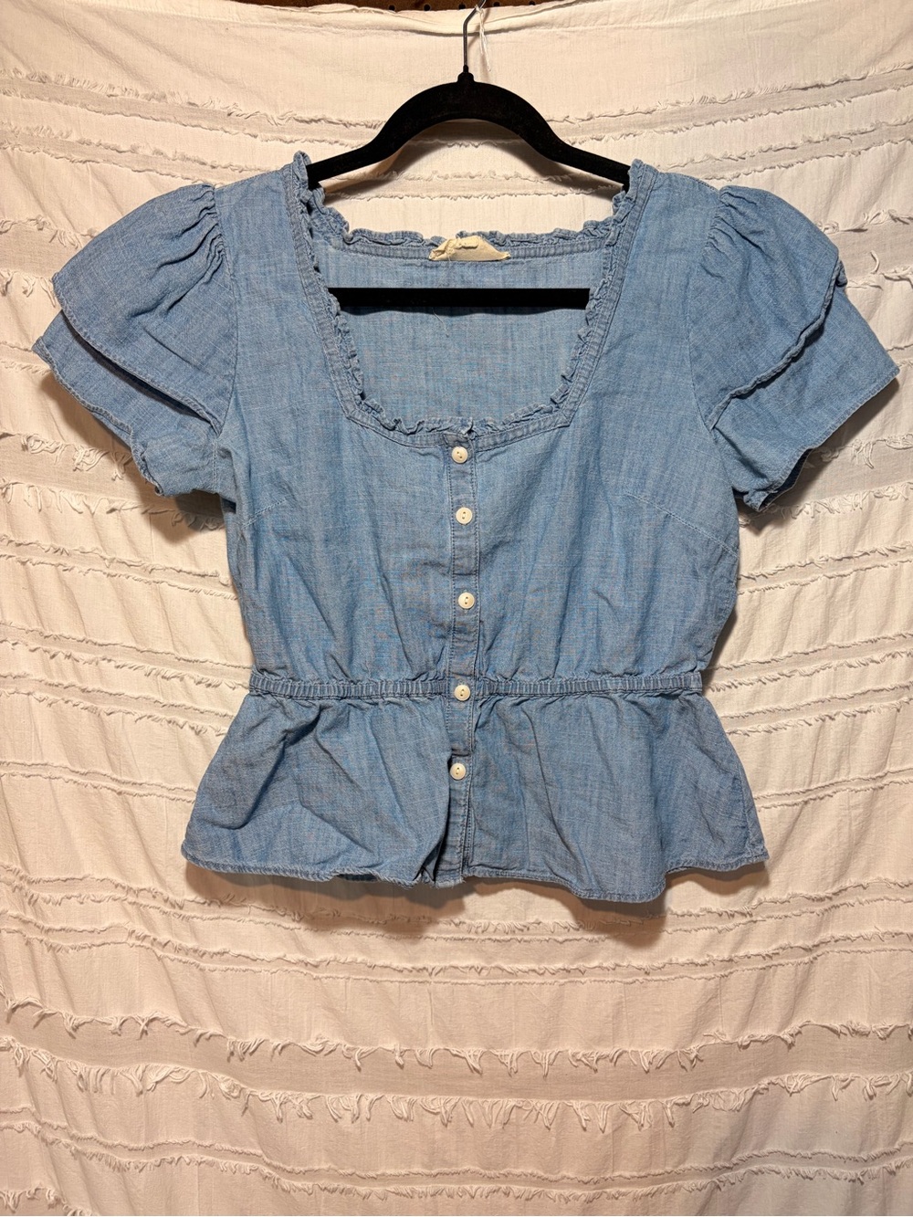 Madewell chambray peplum button up top